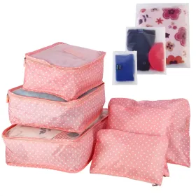 9Pcs/Set Clothes Storage Bags Water-Resistant Travel Luggage Organizer Clothing Packing Cubes For Blouse Hosiery Stocking Underwear (Option: PinkSpot-1Set9Pcs)