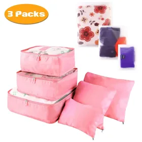 9Pcs/Set Clothes Storage Bags Water-Resistant Travel Luggage Organizer Clothing Packing Cubes For Blouse Hosiery Stocking Underwear (Option: Pink-3Set27Pcs)