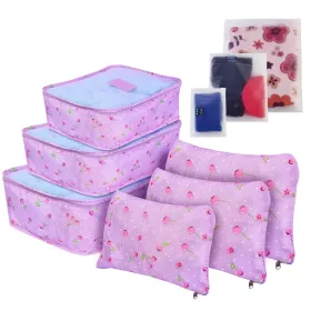 9Pcs/Set Clothes Storage Bags Water-Resistant Travel Luggage Organizer Clothing Packing Cubes For Blouse Hosiery Stocking Underwear (Option: PurpleCherry-1Set9Pcs)