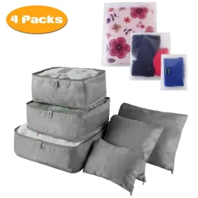 9Pcs/Set Clothes Storage Bags Water-Resistant Travel Luggage Organizer Clothing Packing Cubes For Blouse Hosiery Stocking Underwear (Option: Gray-4Set36Pcs)