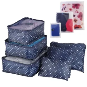 9Pcs/Set Clothes Storage Bags Water-Resistant Travel Luggage Organizer Clothing Packing Cubes For Blouse Hosiery Stocking Underwear (Option: NavySpot-1Set9Pcs)