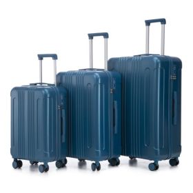 20   24  28  3 Pcs Set In ABS Spinner Wheel Luggage, Carry On Suitcase, Matching Color, TSA Combination Lock (Option: Dark blue)