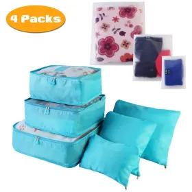 9Pcs/Set Clothes Storage Bags Water-Resistant Travel Luggage Organizer Clothing Packing Cubes For Blouse Hosiery Stocking Underwear (Option: Blue-4Set36Pcs)