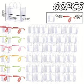 60/30/15 Reusable PVC holiday organizing bags, gift bags, family storage bags, weddings, Christmas, Thanksgiving, New Year's (Quantity: 60PCS, size: 7.87in*6.3in*2.75in)