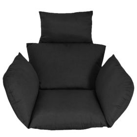 Egg Chair Cushion Hanging Basket Seat Cushion Thicken Soft Egg Swing Chair Pad Hanging Egg Chair Cushion with Headrest (Color: BLACK)