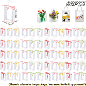60/30/15 Reusable PVC holiday organizing bags, gift bags, family storage bags, weddings, Christmas, Thanksgiving, New Year's (Quantity: 60PCS, size: 5.9in*7.9in*2.75in)