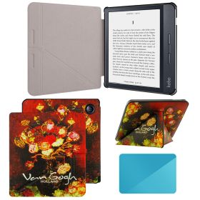 Case Compatible with 7 Inch Kobo Libra H2O Ereader(Model: N873, 2019 Release) (Material: PU Leather, Color: Flower Paradise)