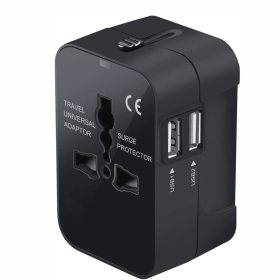 Travel Adapter With USB C, Universal All In One Worldwide Travel Adapter Power Converters Wall Charger AC Power Plug Adapter USB Type C Charging (Option: Black)
