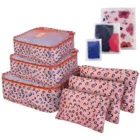 9Pcs/Set Clothes Storage Bags Water-Resistant Travel Luggage Organizer Clothing Packing Cubes For Blouse Hosiery Stocking Underwear (Option: Leopard-1Set9Pcs)