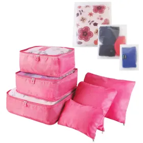 9Pcs/Set Clothes Storage Bags Water-Resistant Travel Luggage Organizer Clothing Packing Cubes For Blouse Hosiery Stocking Underwear (Option: Hotpink-1Set9Pcs)