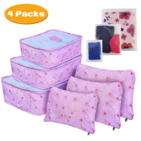 9Pcs/Set Clothes Storage Bags Water-Resistant Travel Luggage Organizer Clothing Packing Cubes For Blouse Hosiery Stocking Underwear (Option: PurpleCherry-4Set36Pcs)