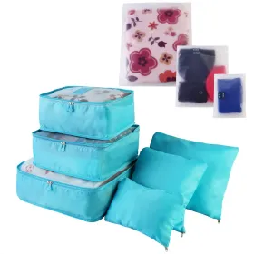 9Pcs/Set Clothes Storage Bags Water-Resistant Travel Luggage Organizer Clothing Packing Cubes For Blouse Hosiery Stocking Underwear (Option: Blue-1Set9Pcs)